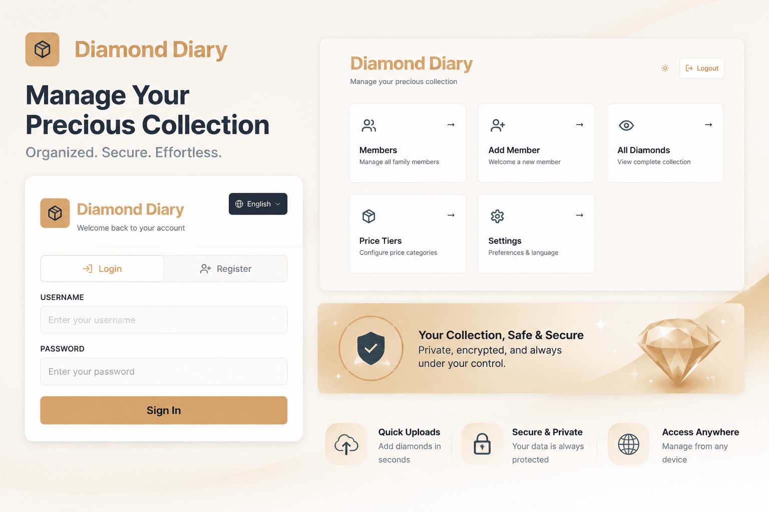 Diamond Diary interface preview