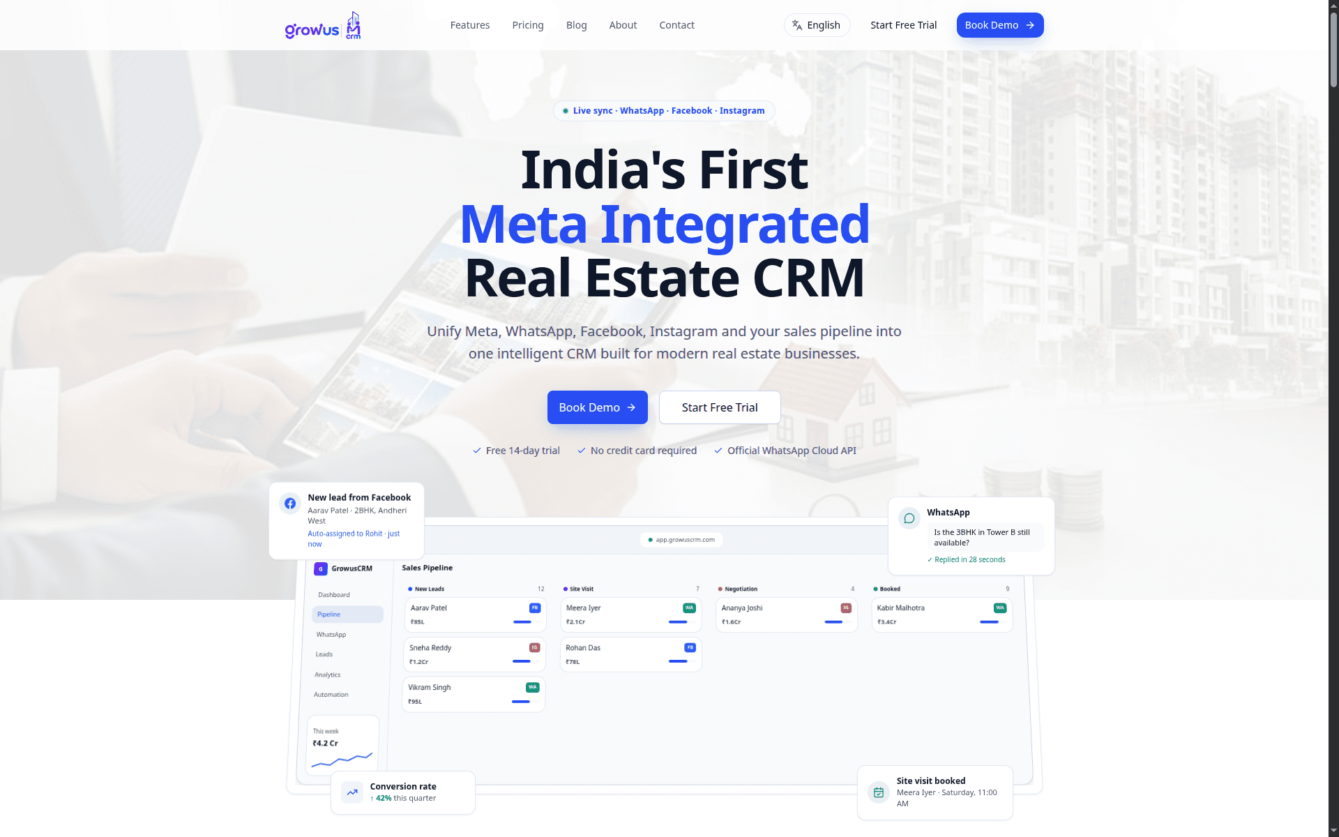 Growus CRM interface preview